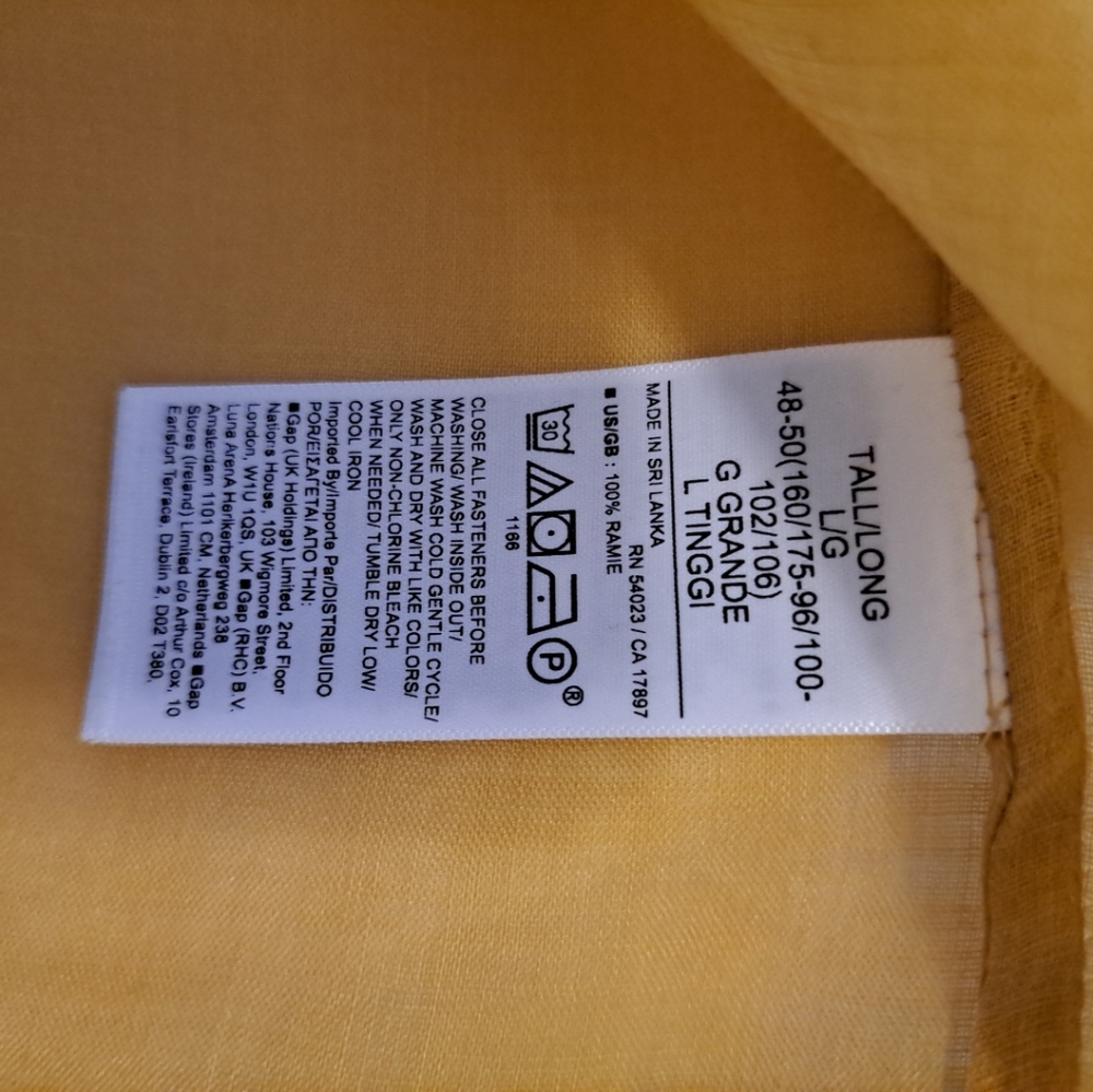 Banana Republic Oversized Ramie Shirt Mustard Size L Tall Excellent Condition - Picture 7 of 7